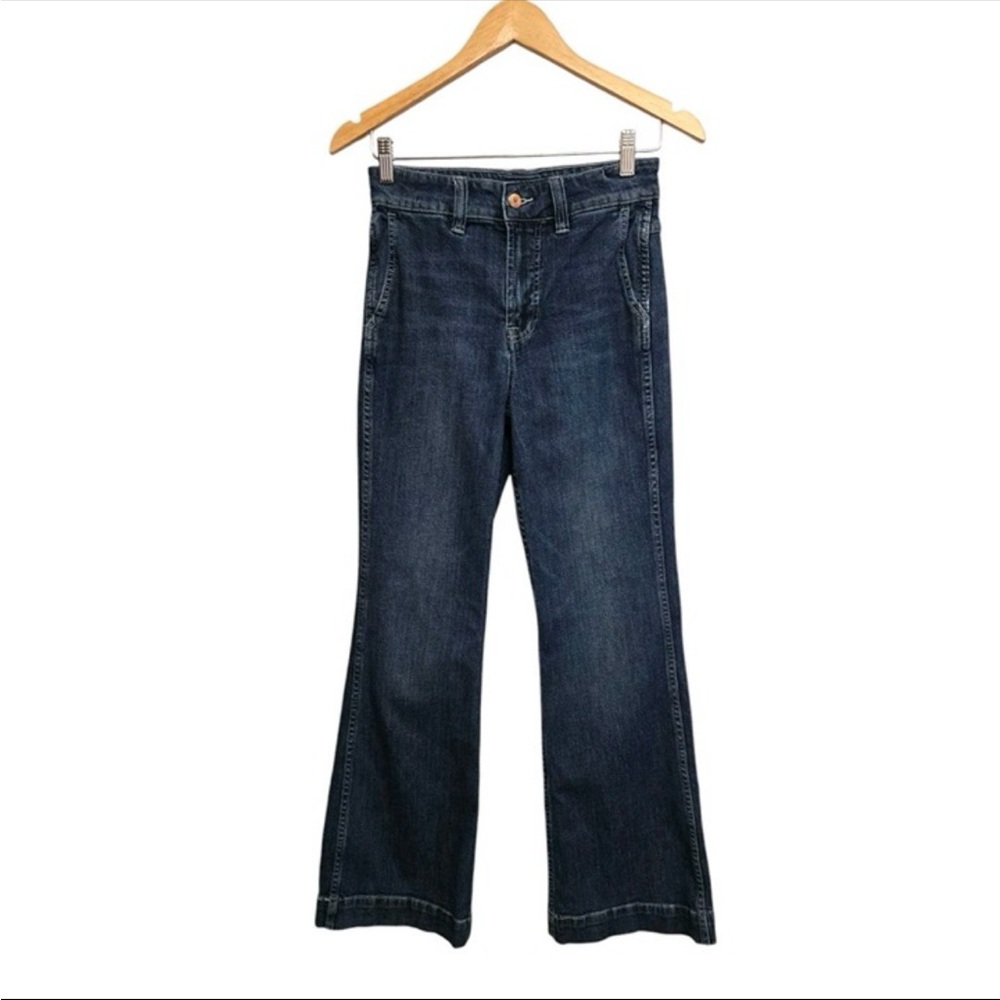 J. Crew Dark Blue Wide Leg Flare Trouser Jeans size 25